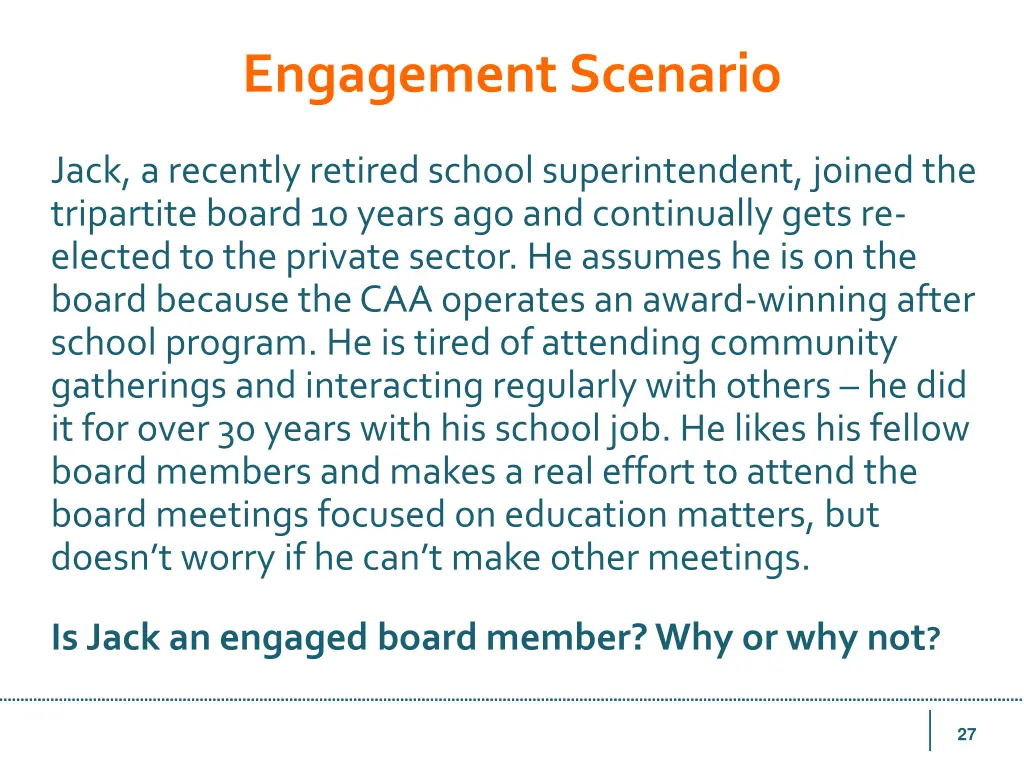 engagement scenario