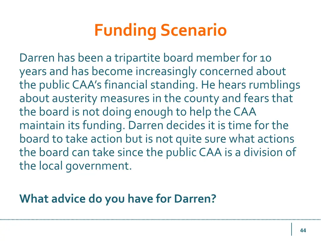 funding scenario