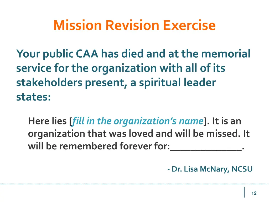 mission revision exercise
