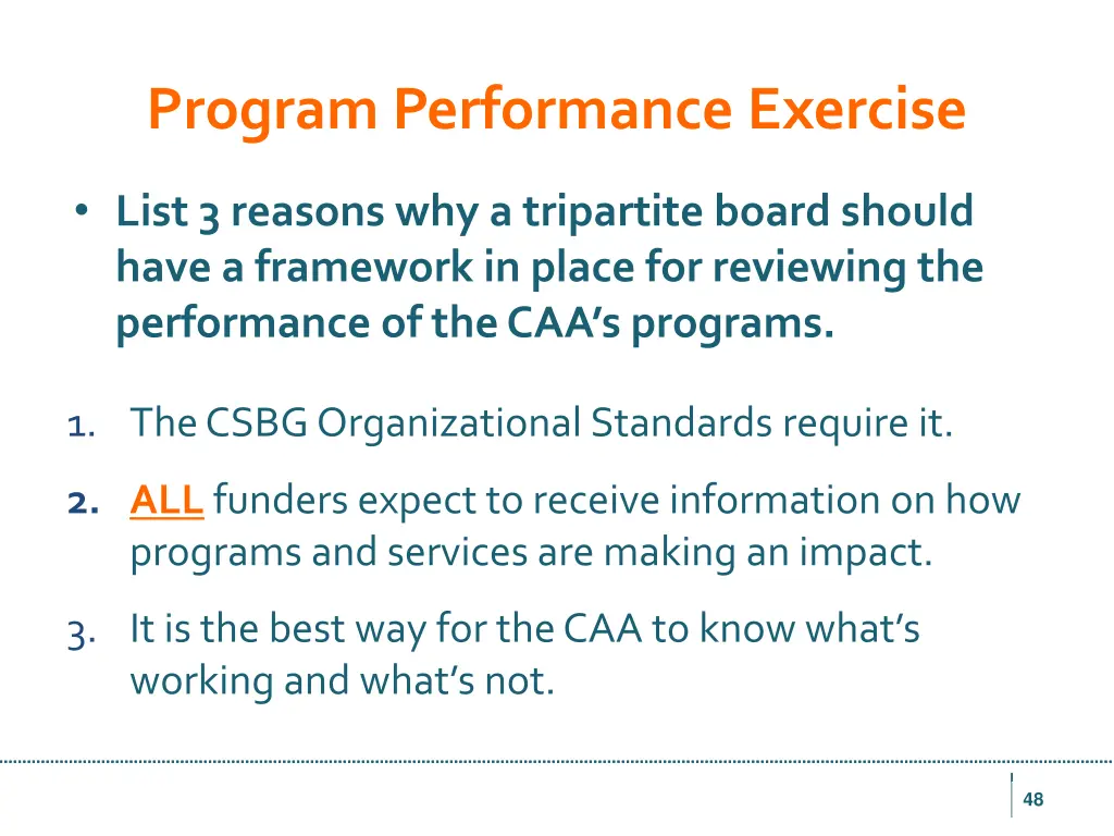 program performance exercise