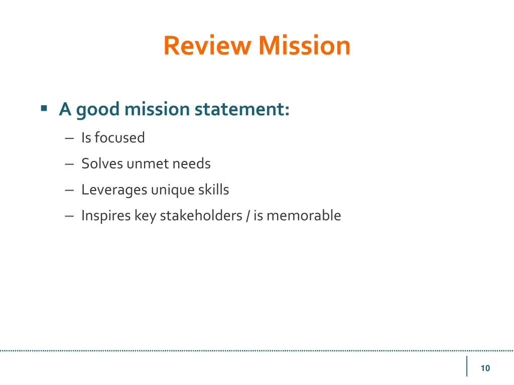 review mission