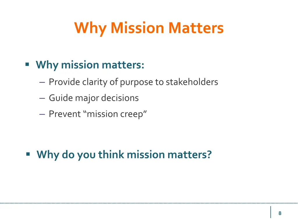 why mission matters