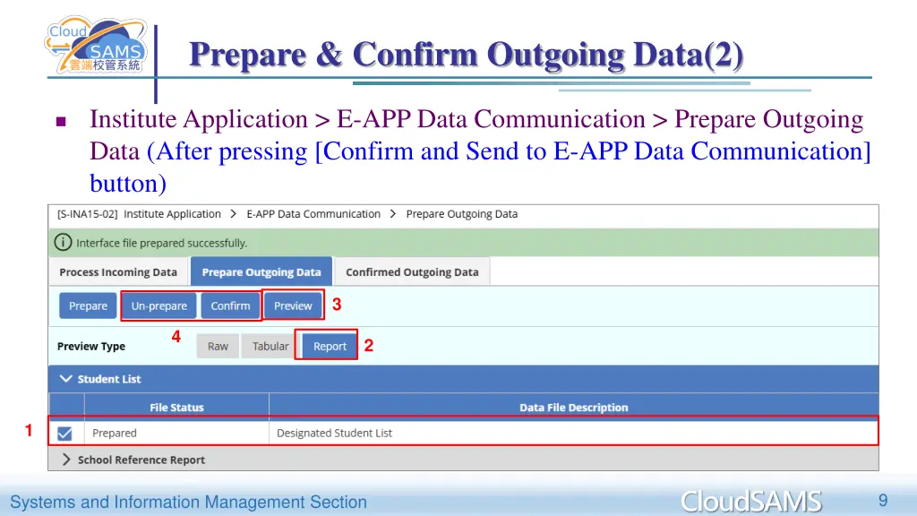 prepare confirm outgoing data 2