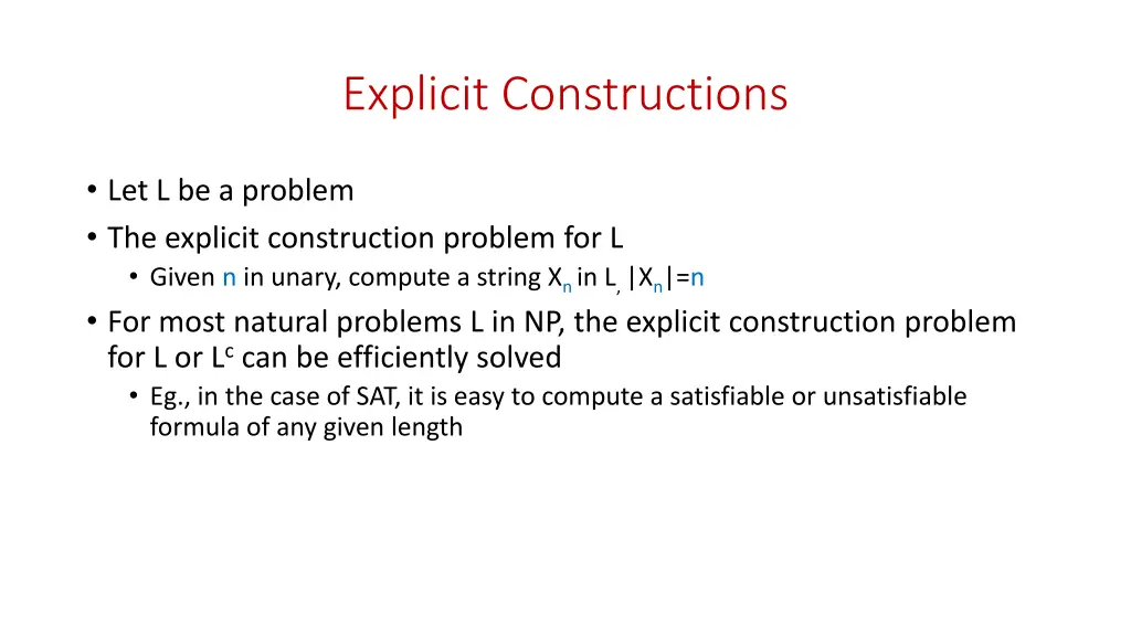 explicit constructions