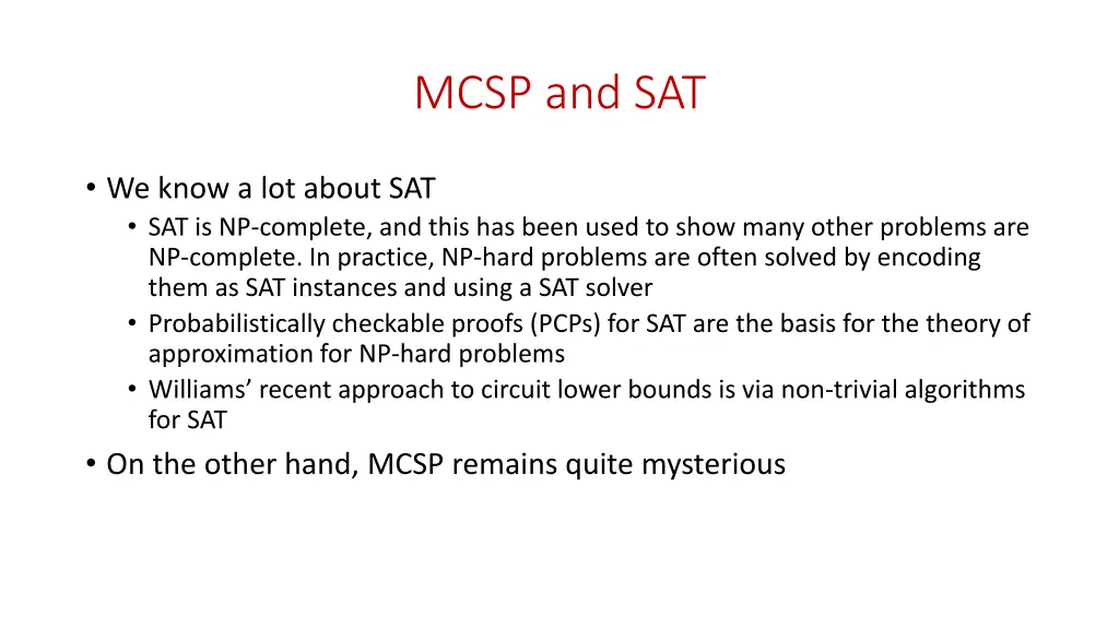 mcsp and sat 1