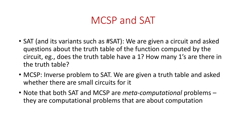 mcsp and sat