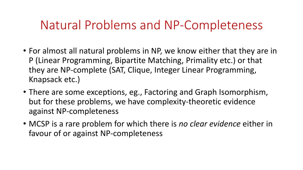 natural problems and np completeness