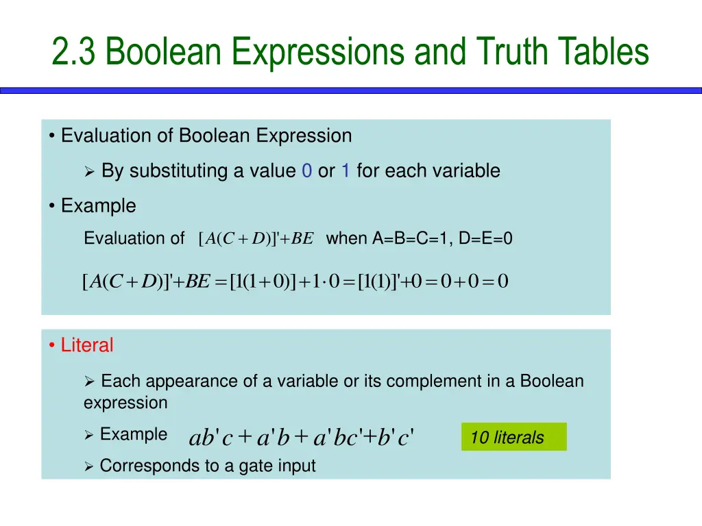 2 3 boolean expressions and truth tables 3