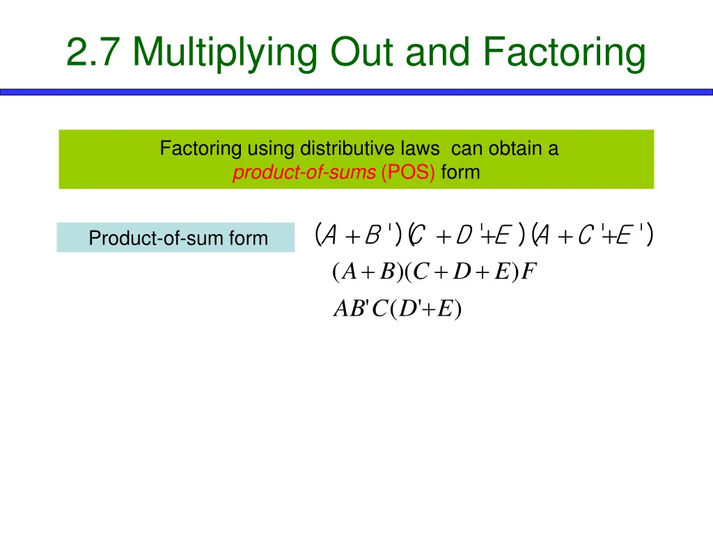 2 7 multiplying out and factoring 2