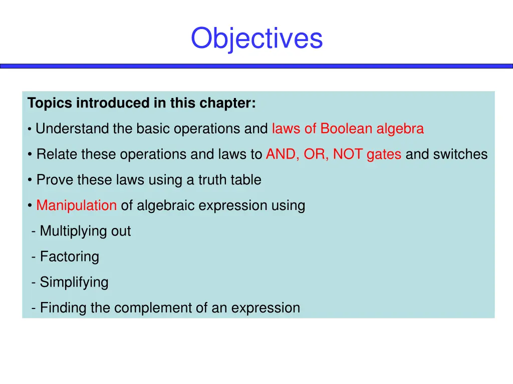 objectives