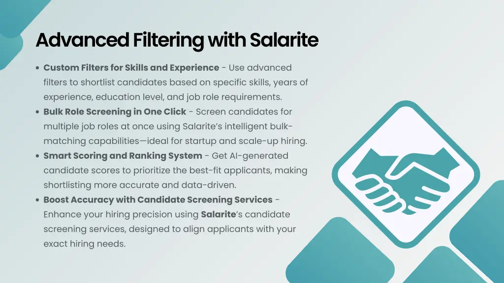 advanced filtering with salarite