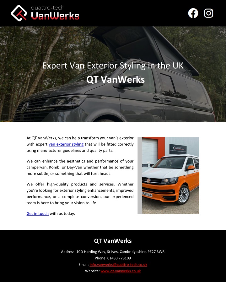 expert van exterior styling in the uk qt vanwerks