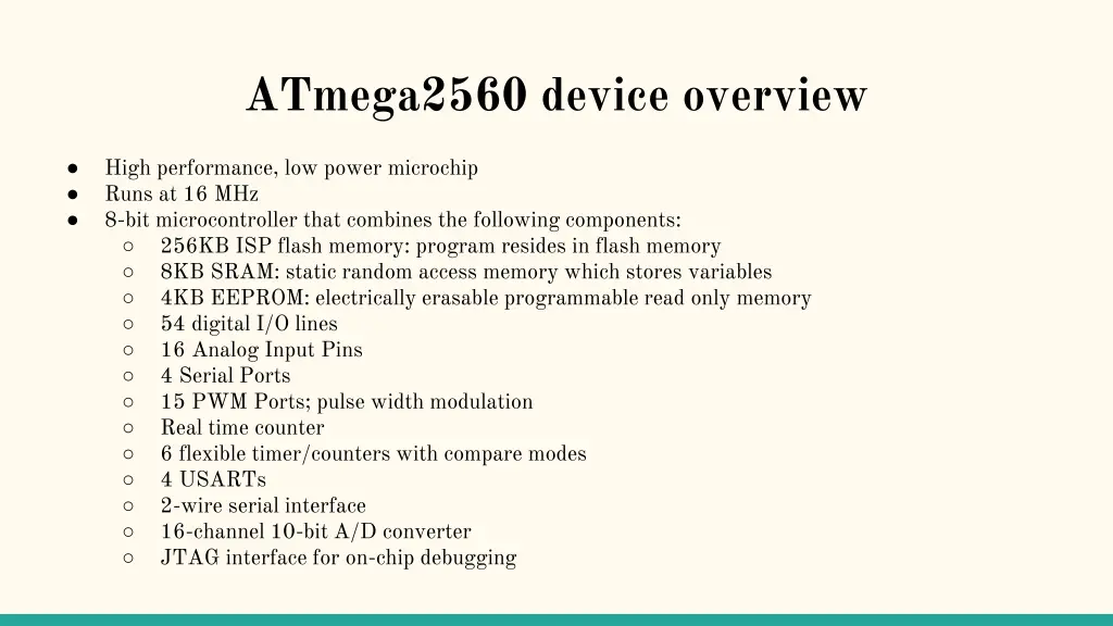 atmega2560 device overview