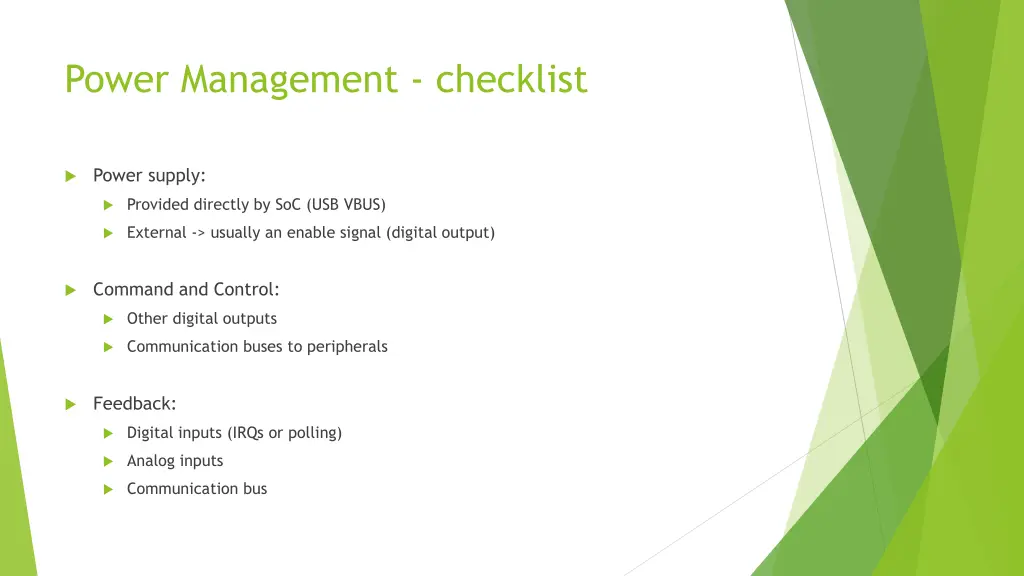 power management checklist