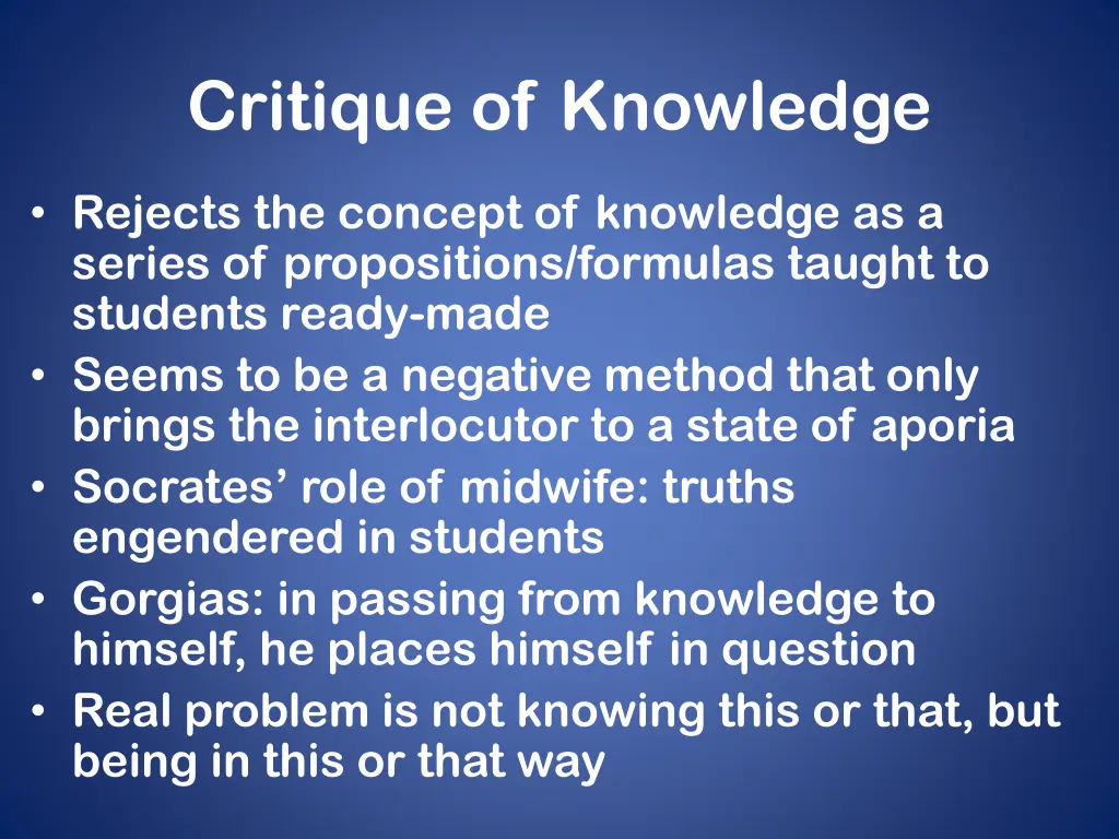 critique of knowledge