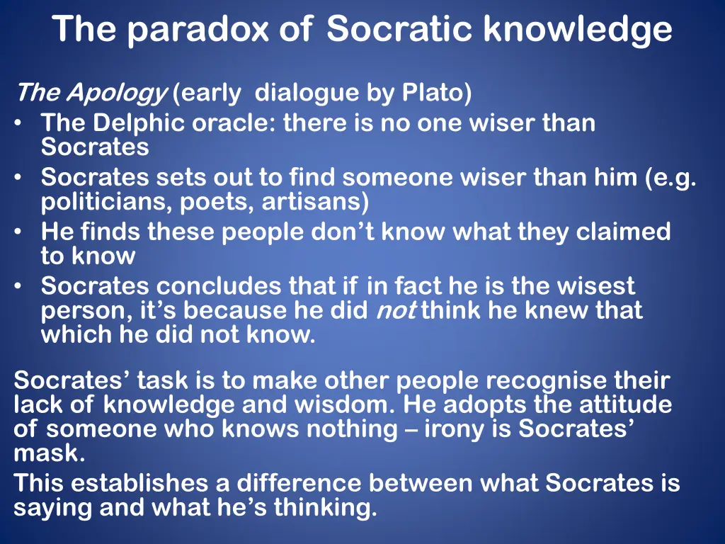 the paradox of socratic knowledge