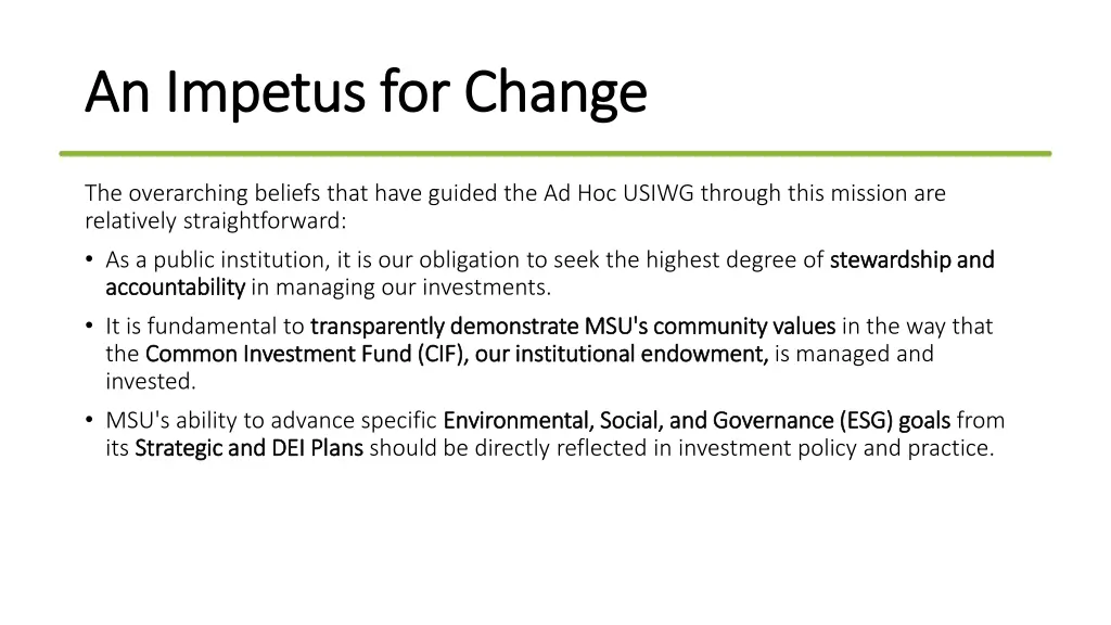 an impetus for change an impetus for change