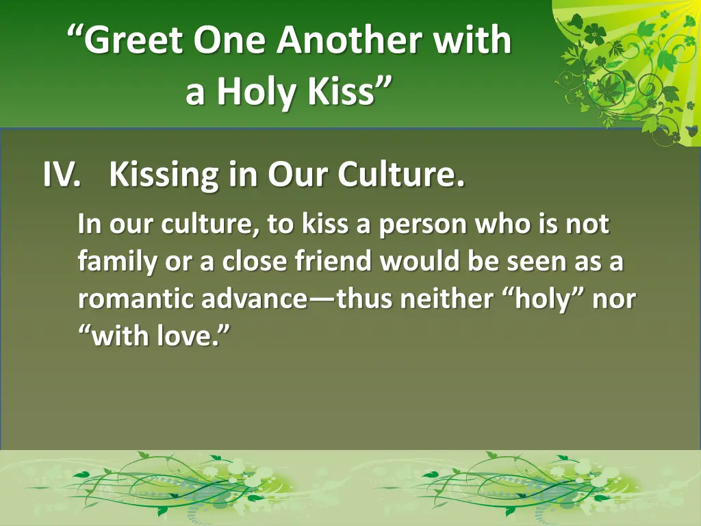 greet one another with a holy kiss 4