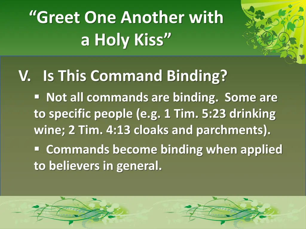greet one another with a holy kiss 5