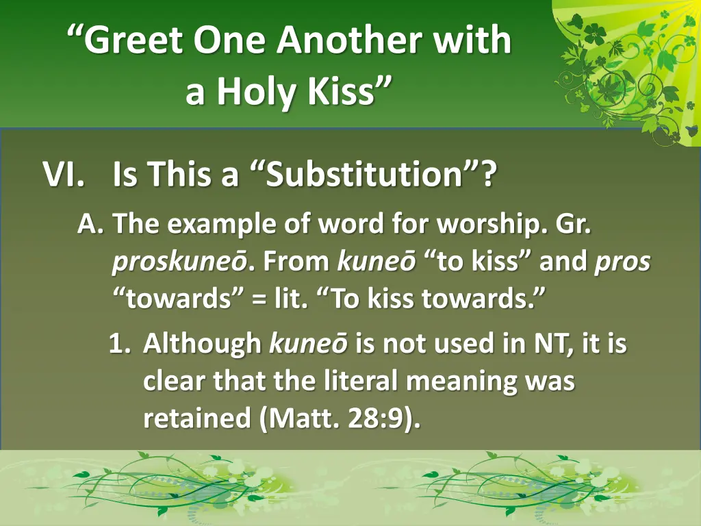 greet one another with a holy kiss 9