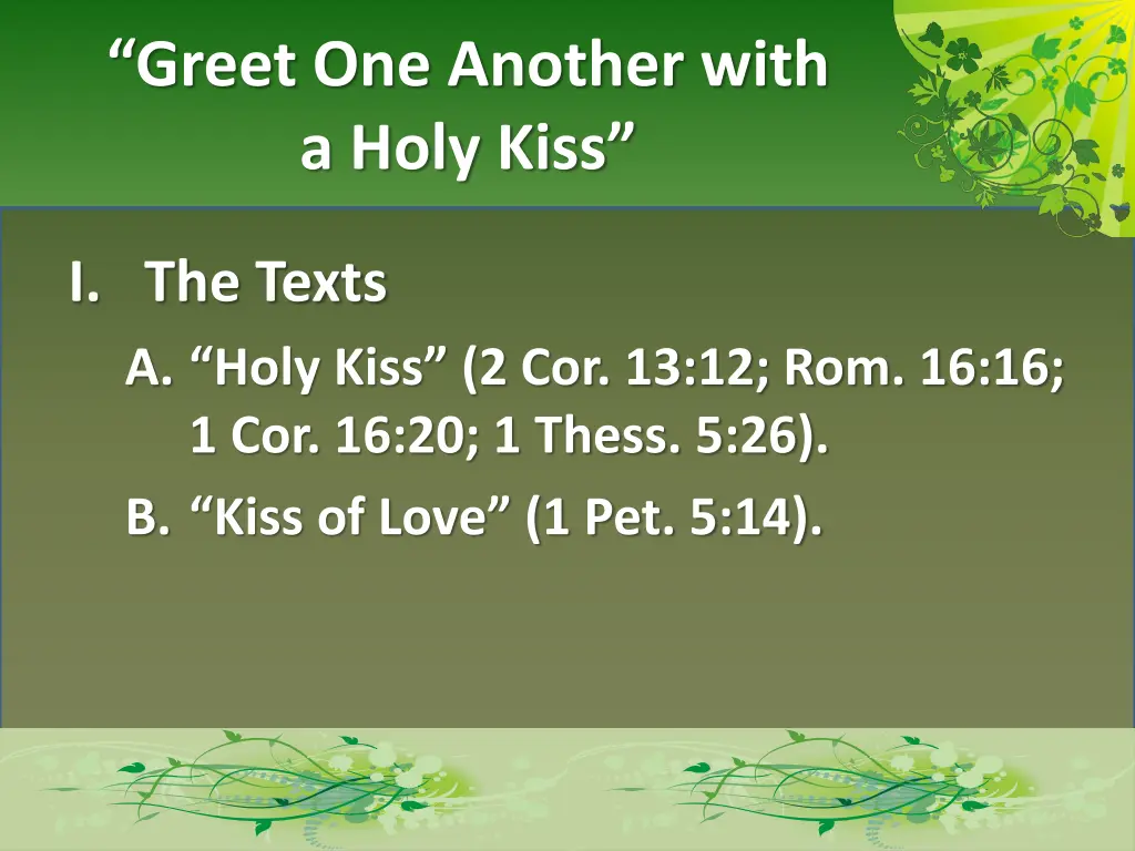 greet one another with a holy kiss