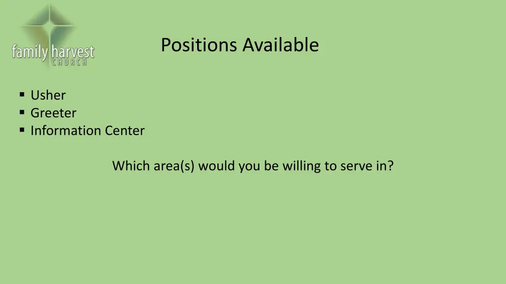 positions available