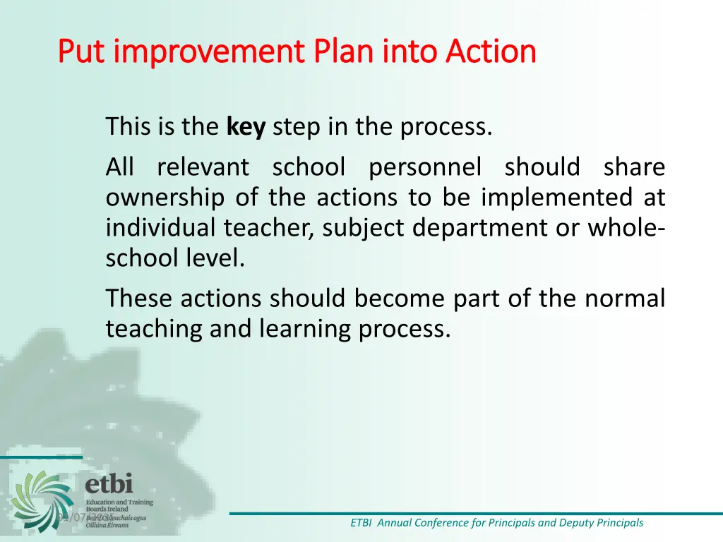 put improvement plan into action put improvement