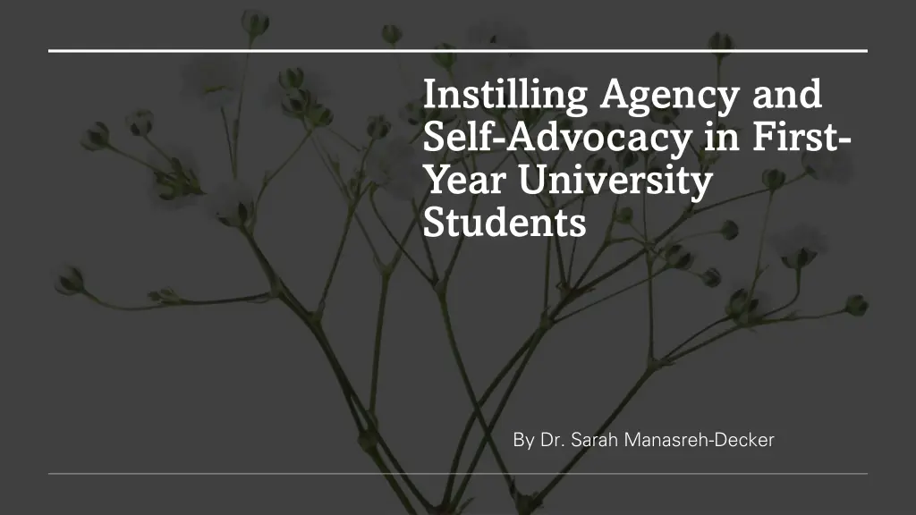 instilling agency and self advocacy in first year