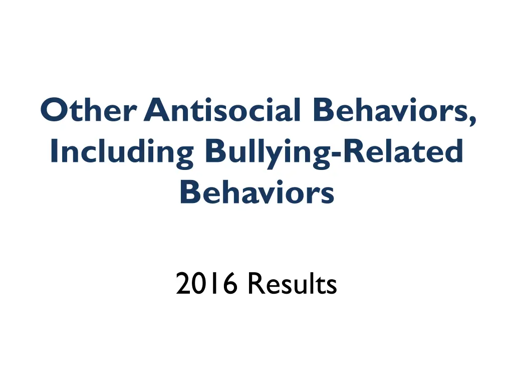 other antisocial behaviors including bullying