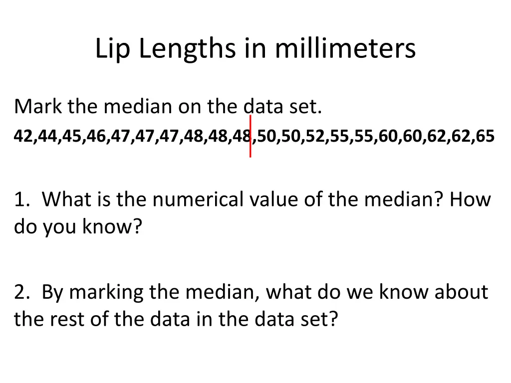 lip lengths in millimeters