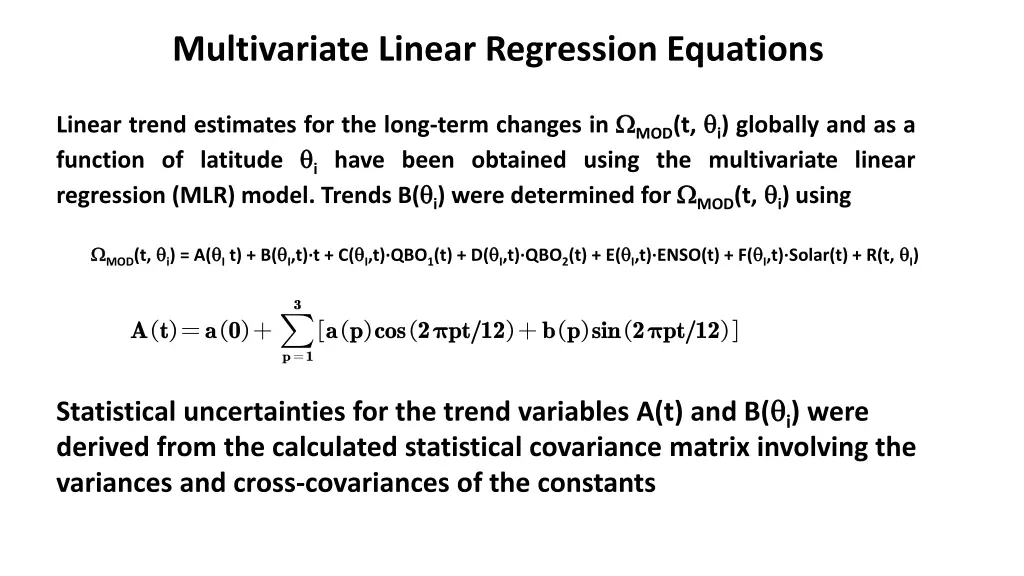 multivariate linear regression equations