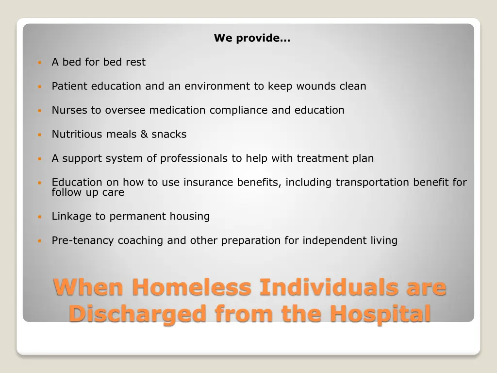 we provide