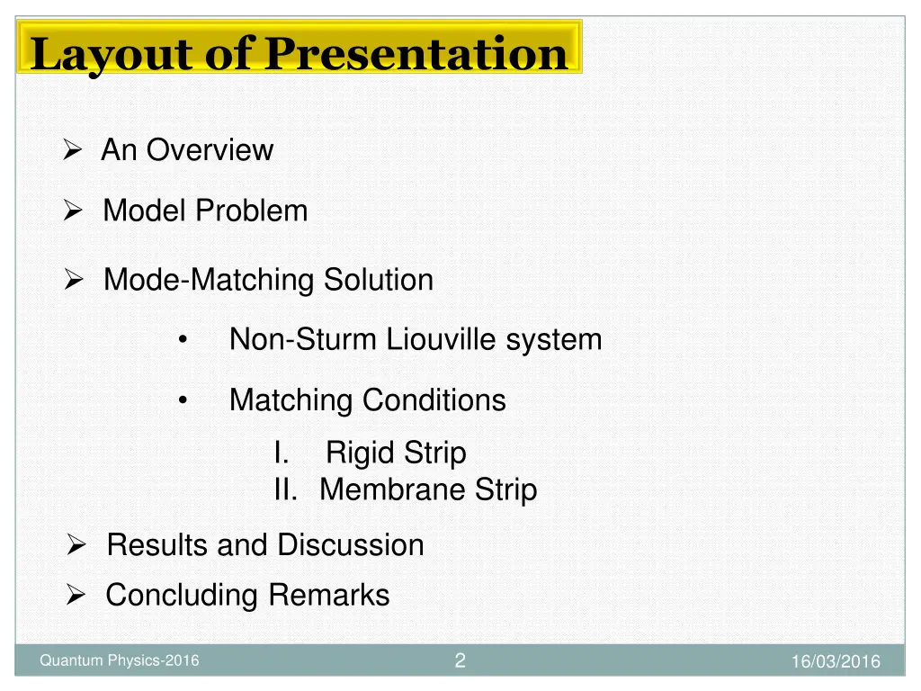layout of presentation