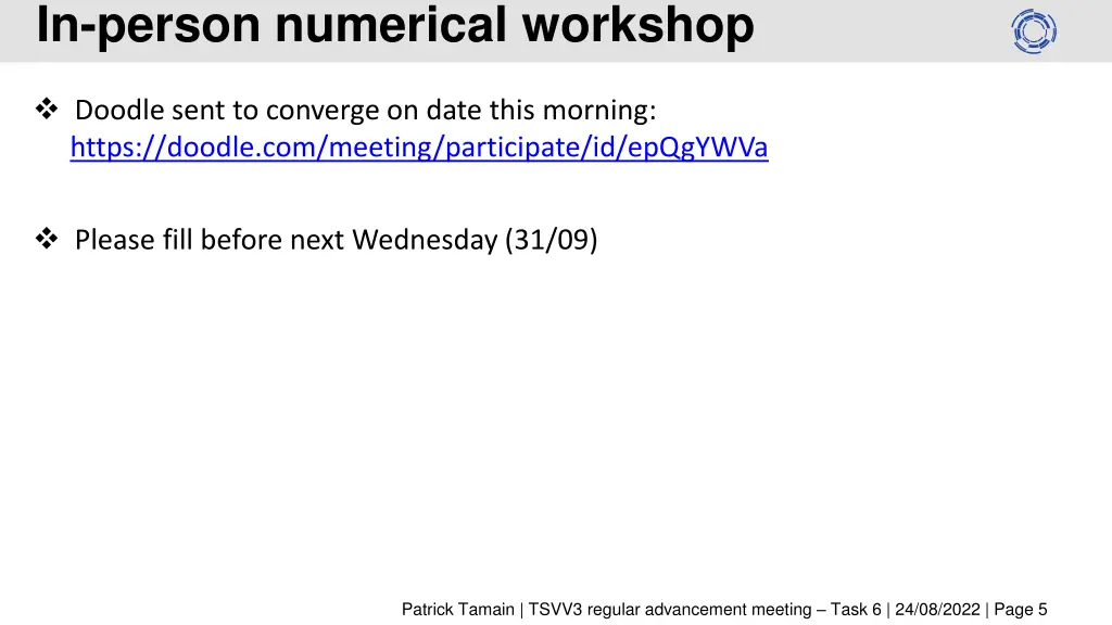 in person numerical workshop