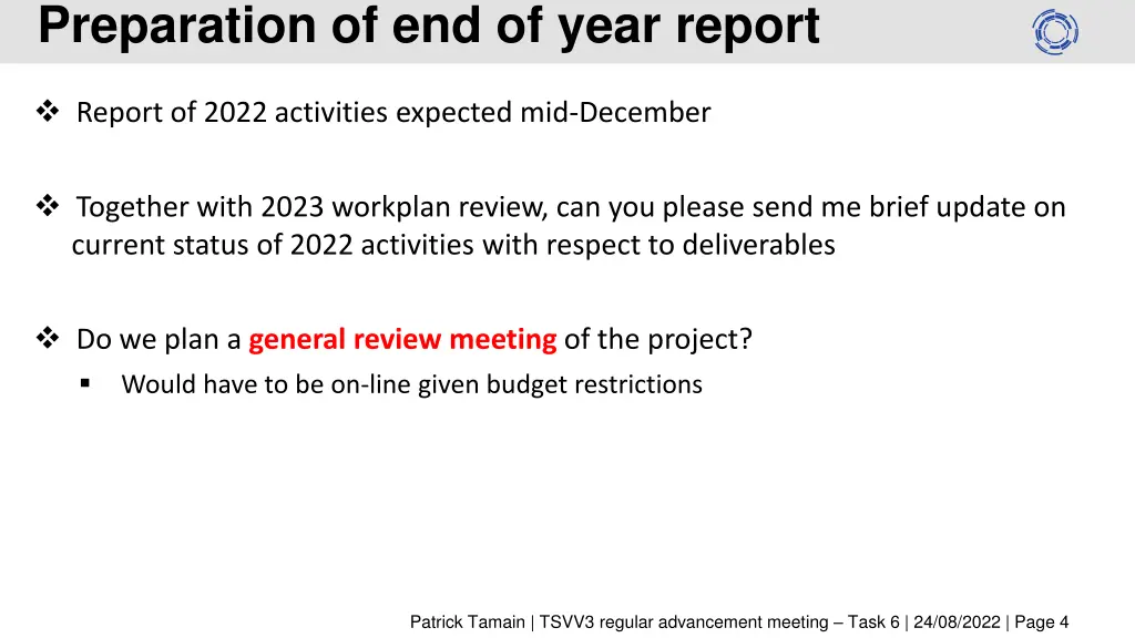 preparation of end of year report