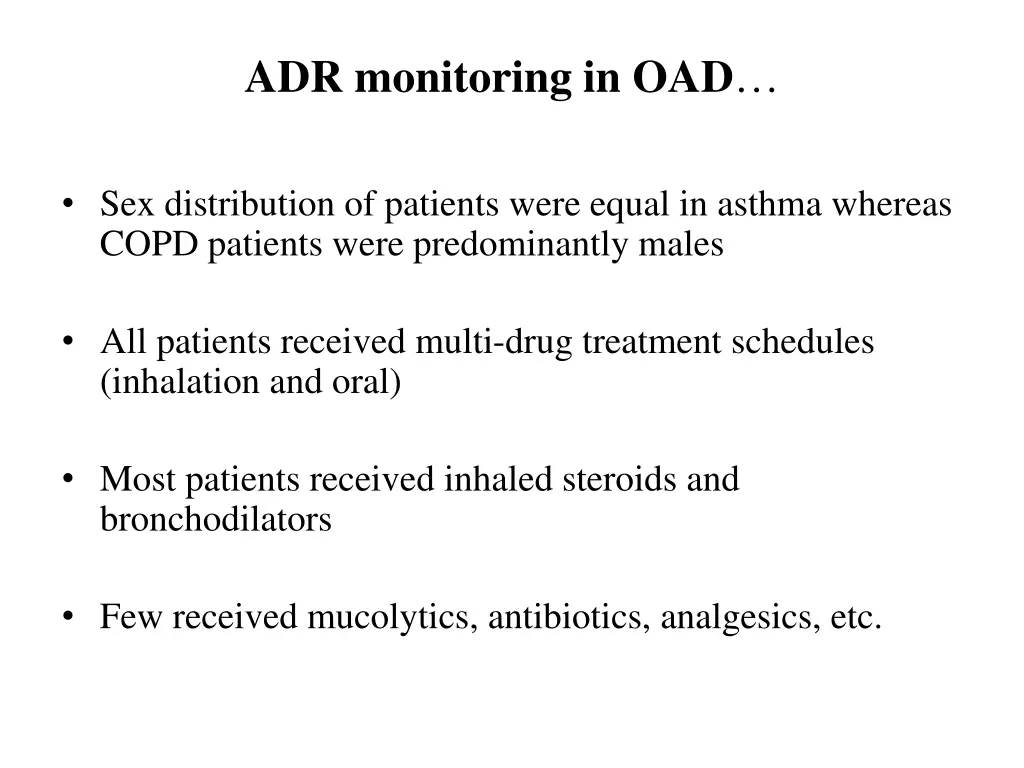 adr monitoring in oad