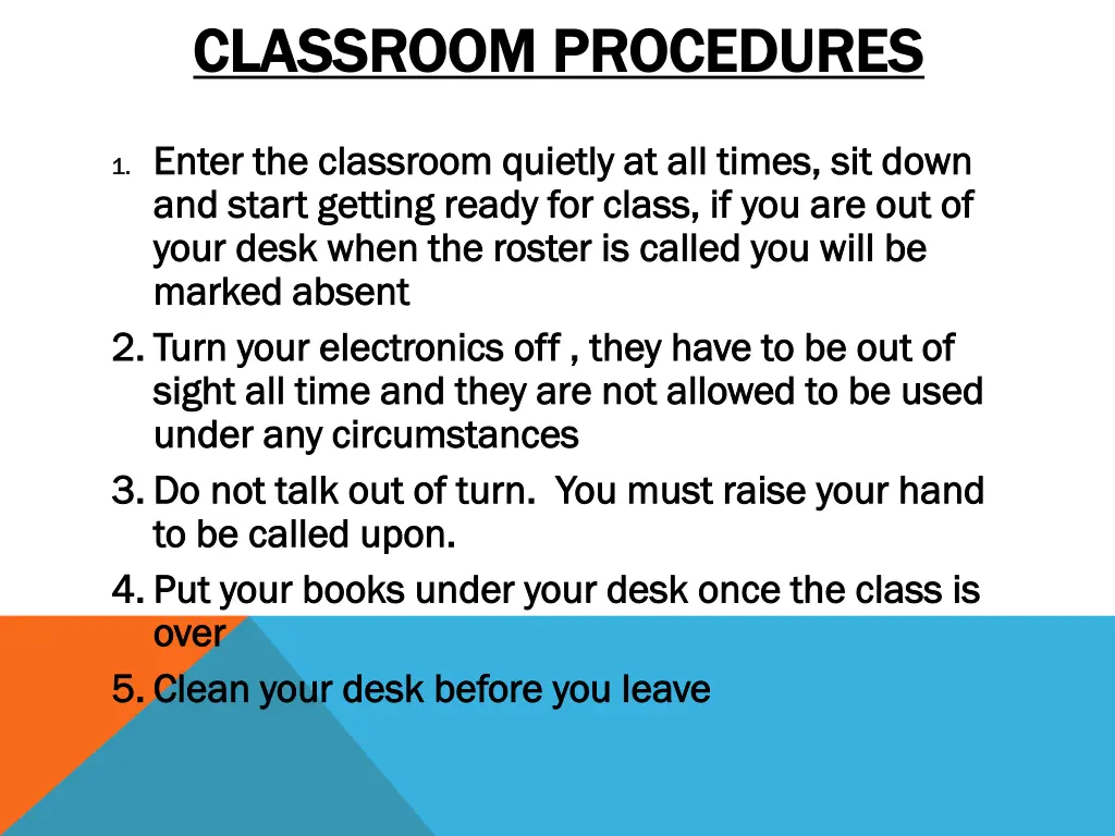 classroom procedures classroom procedures