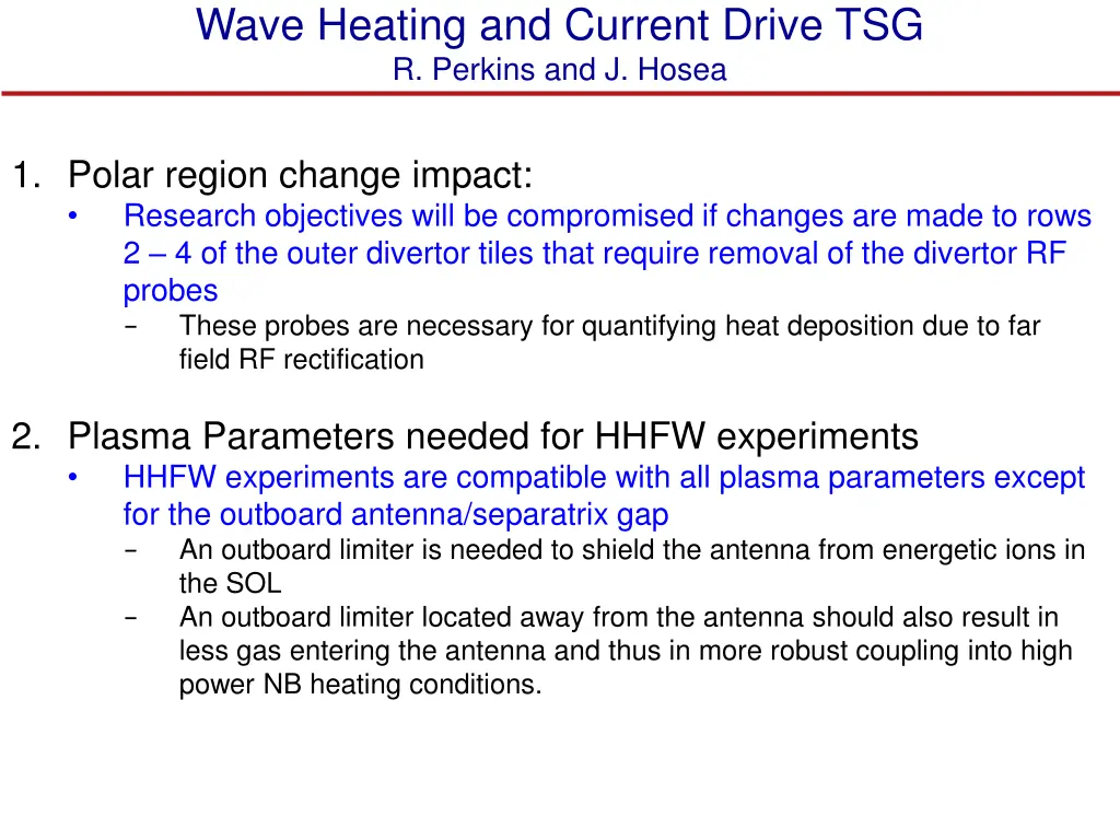 wave heating and current drive tsg r perkins