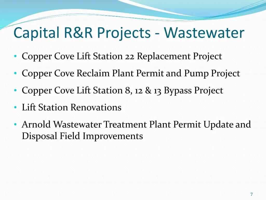 capital r r projects wastewater