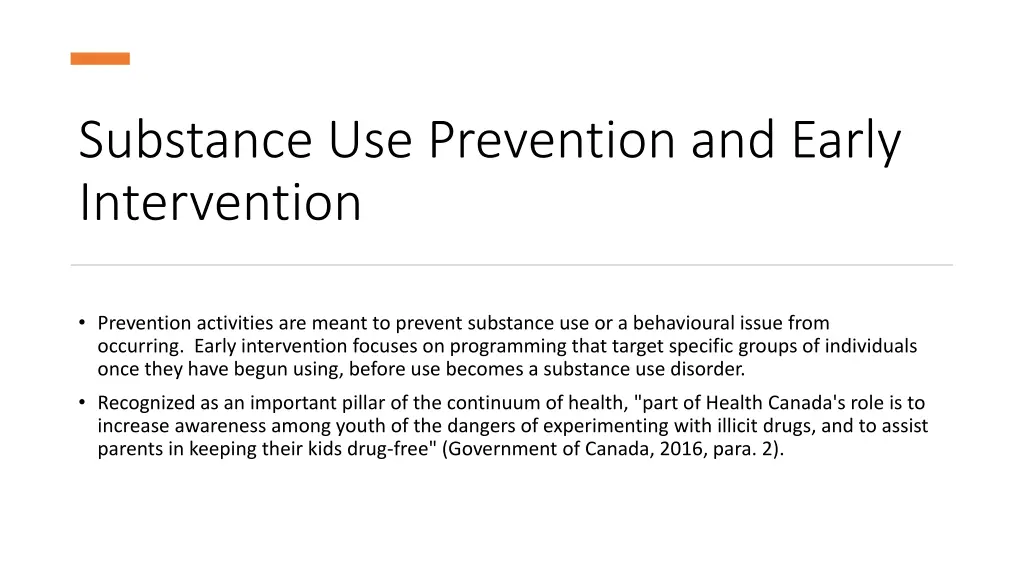 substance use prevention and early intervention