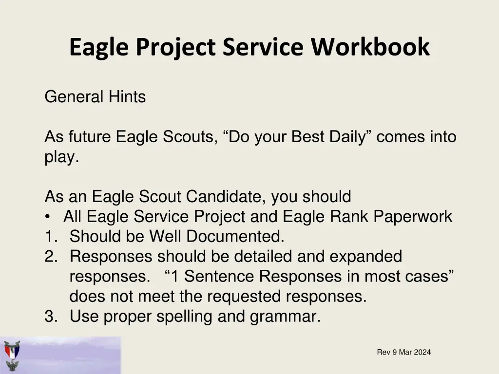 eagle project service workbook