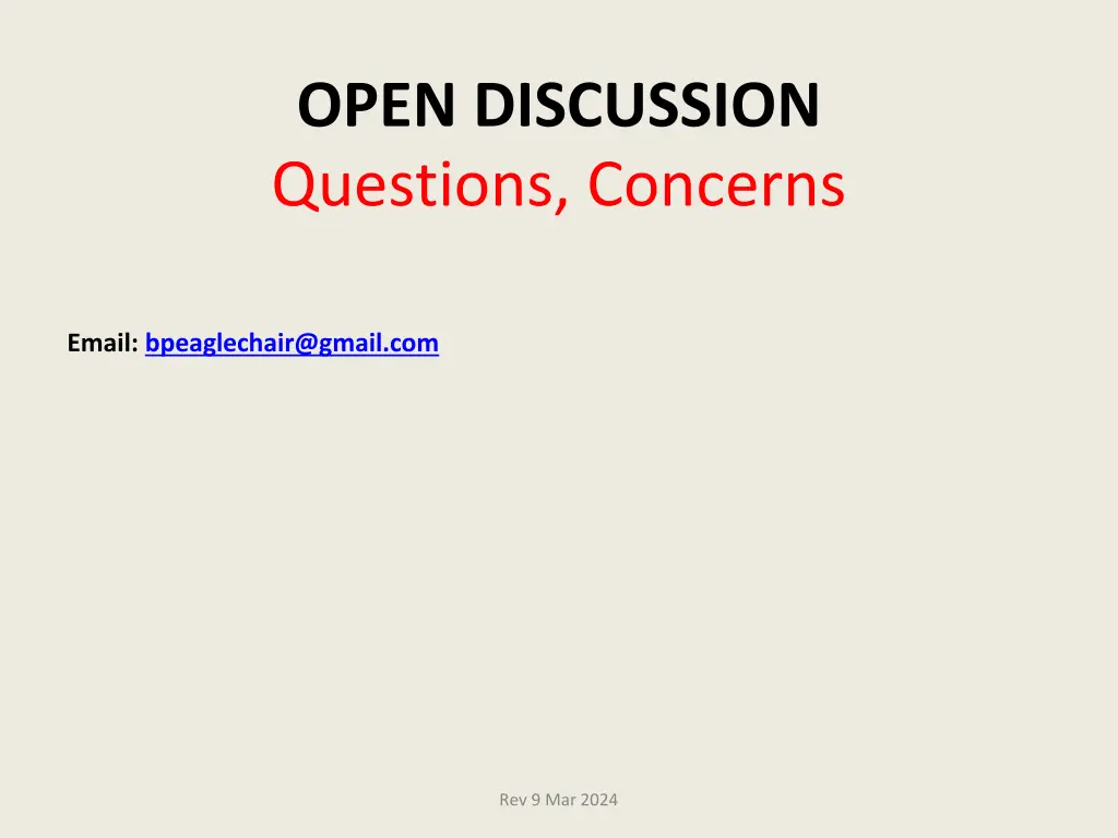 open discussion questions concerns