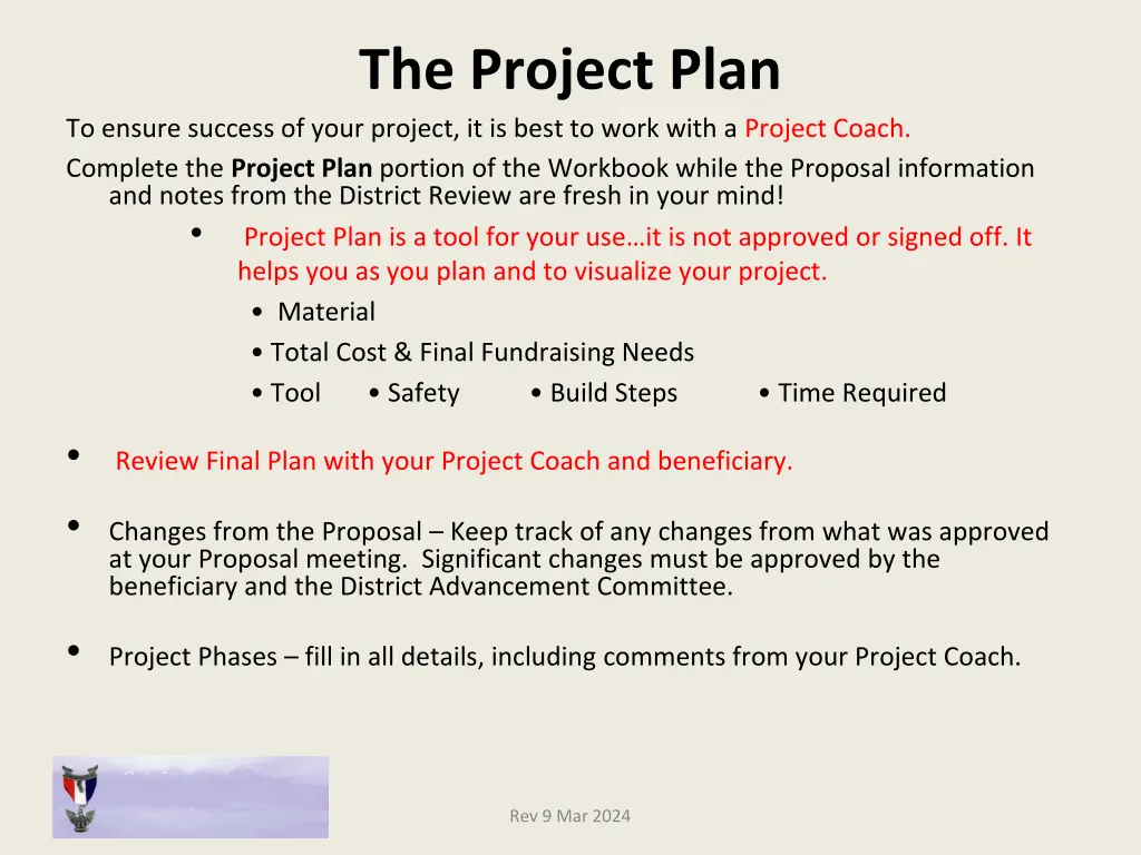 the project plan