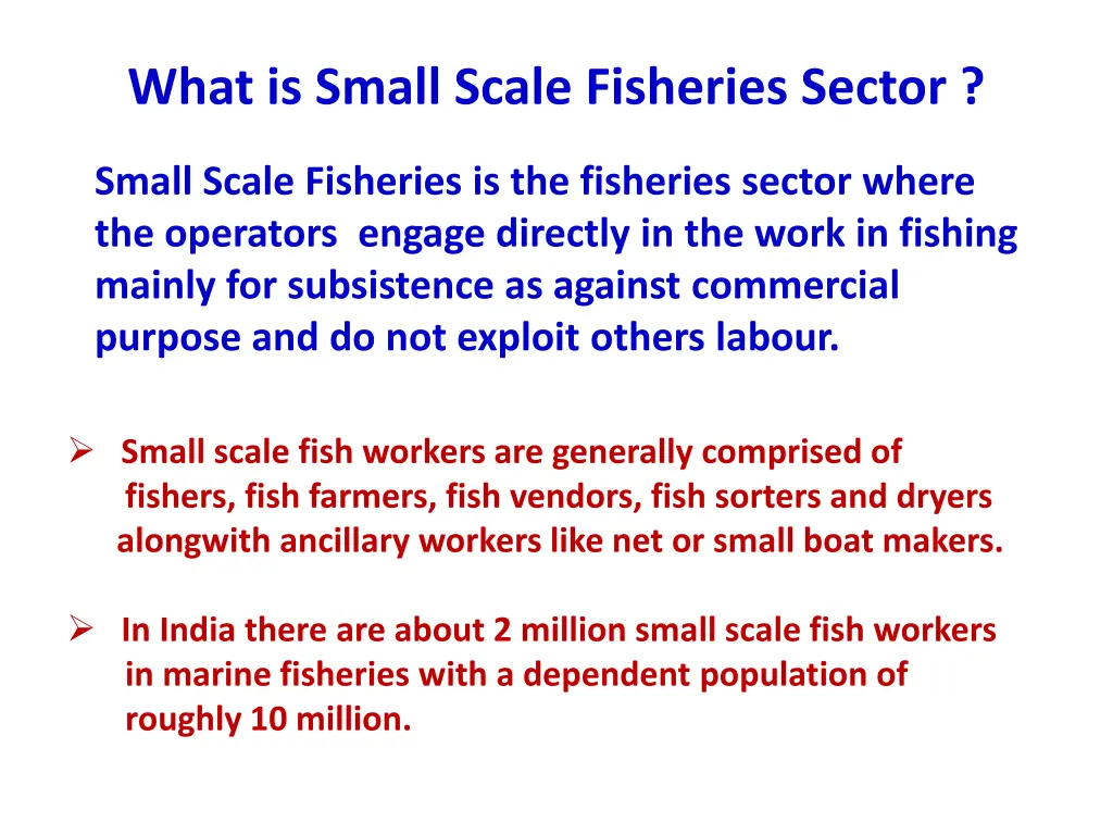 what is small scale fisheries sector