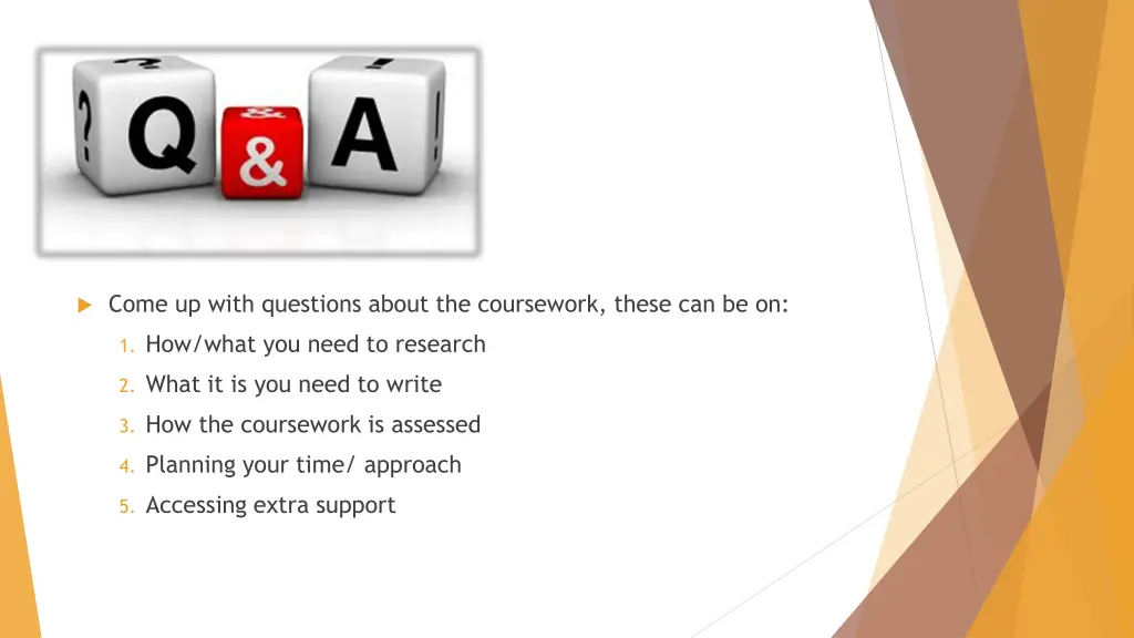 come up with questions about the coursework these