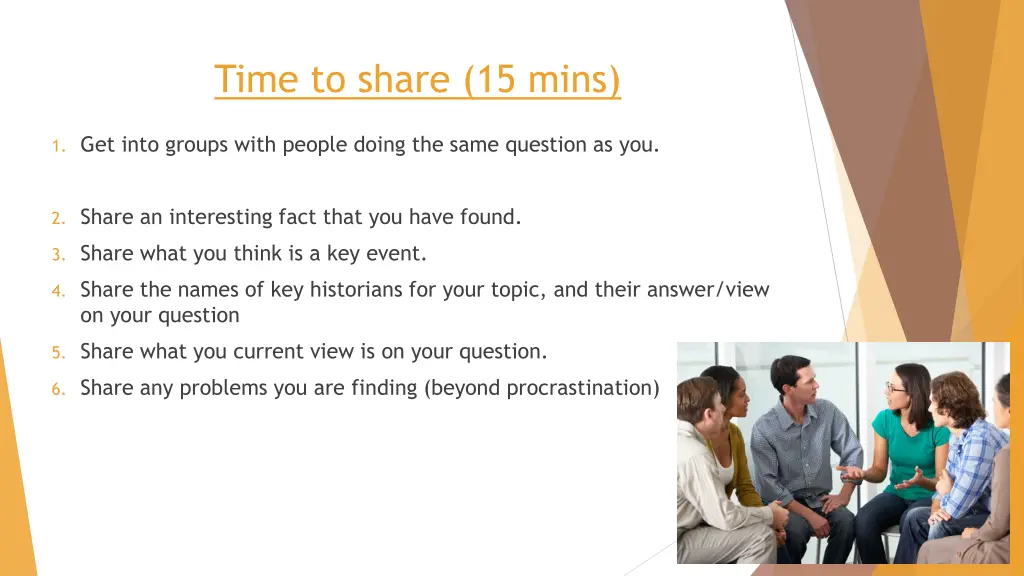 time to share 15 mins