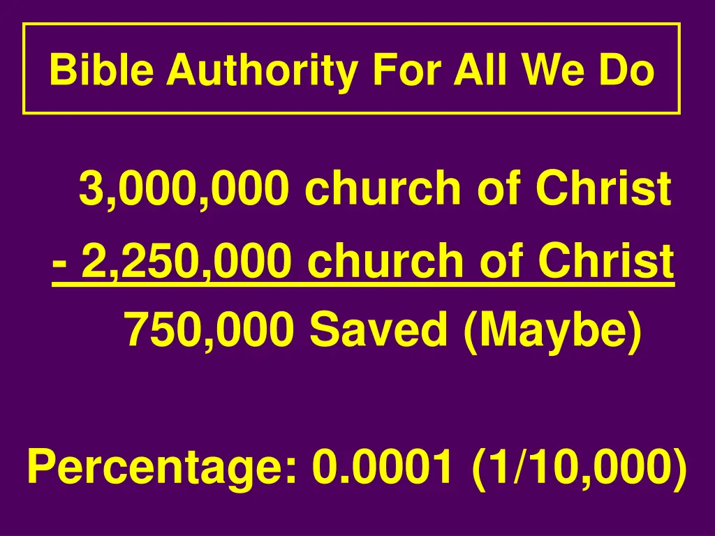 bible authority for all we do