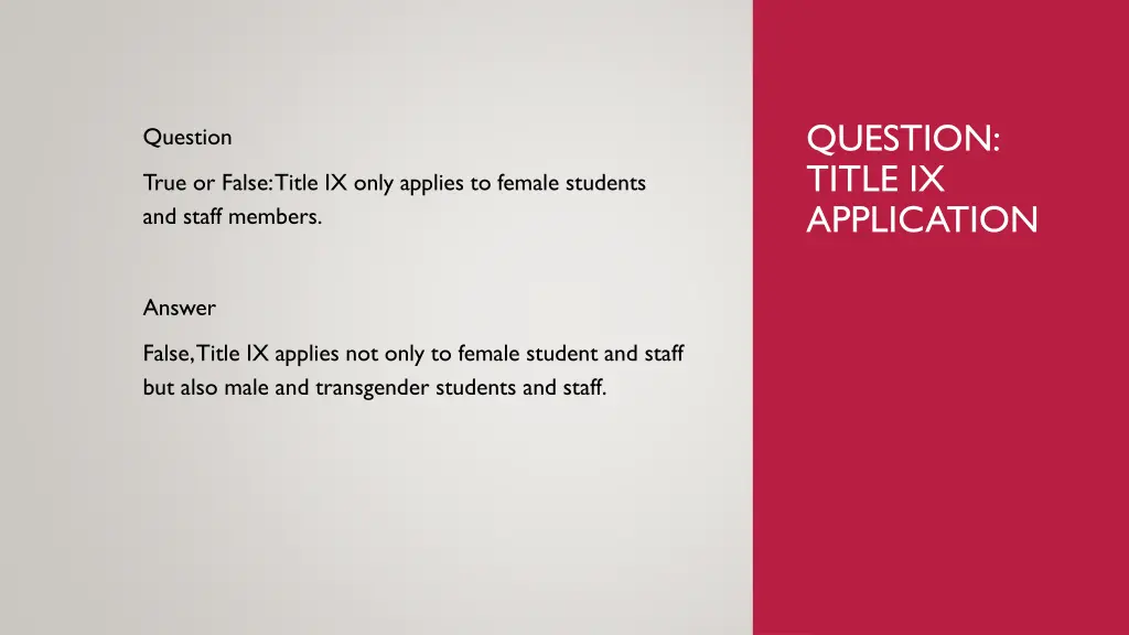 question title ix application