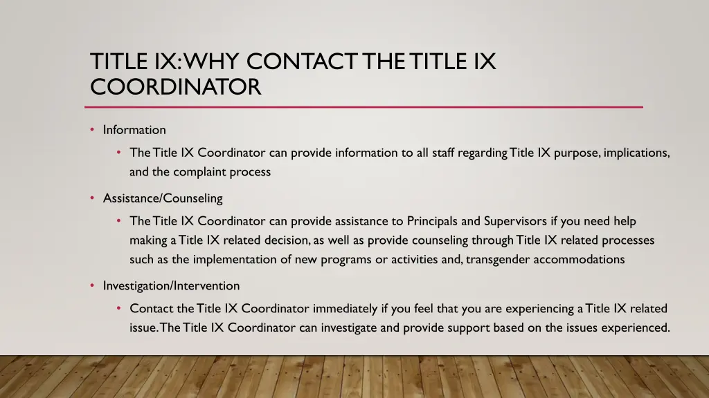 title ix why contact the title ix coordinator