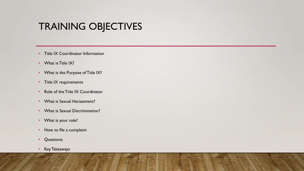 training objectives